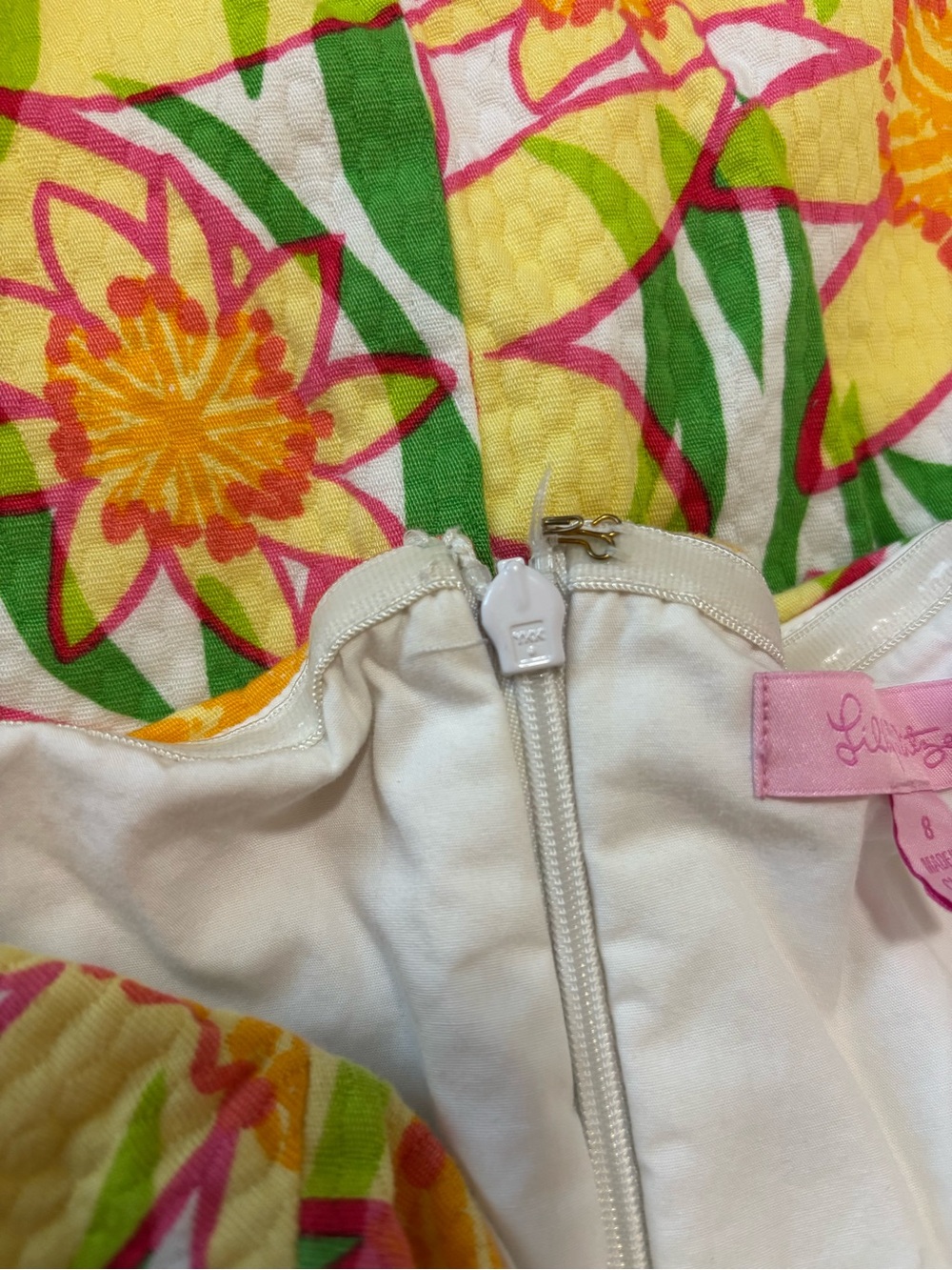Lilly Pulitzer Yellow, Green & Pink Strapless Floral Mini Dress - Picture 4 of 4